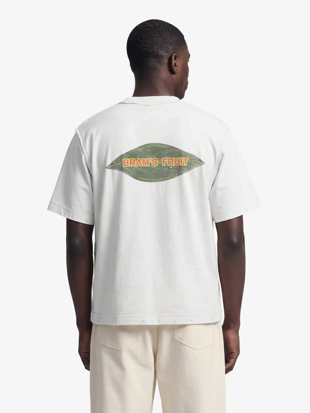 Bram's Fruit: Distressed Leaf Tee- Off-White
