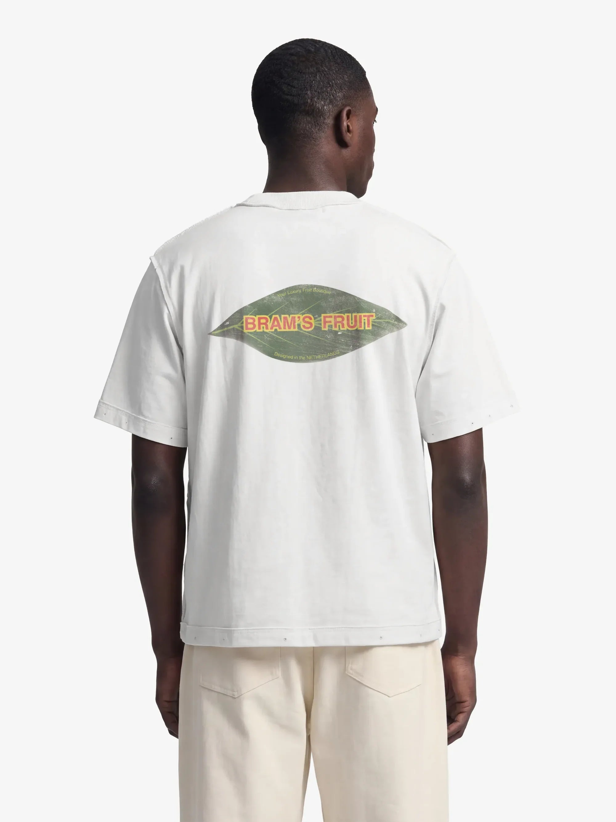 Bram's Fruit: Distressed Leaf Tee- Off-White