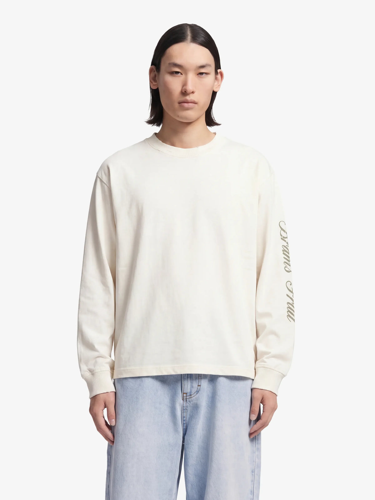 Bram's Fruit: Distressed Script Logo Longsleeve - Off White
