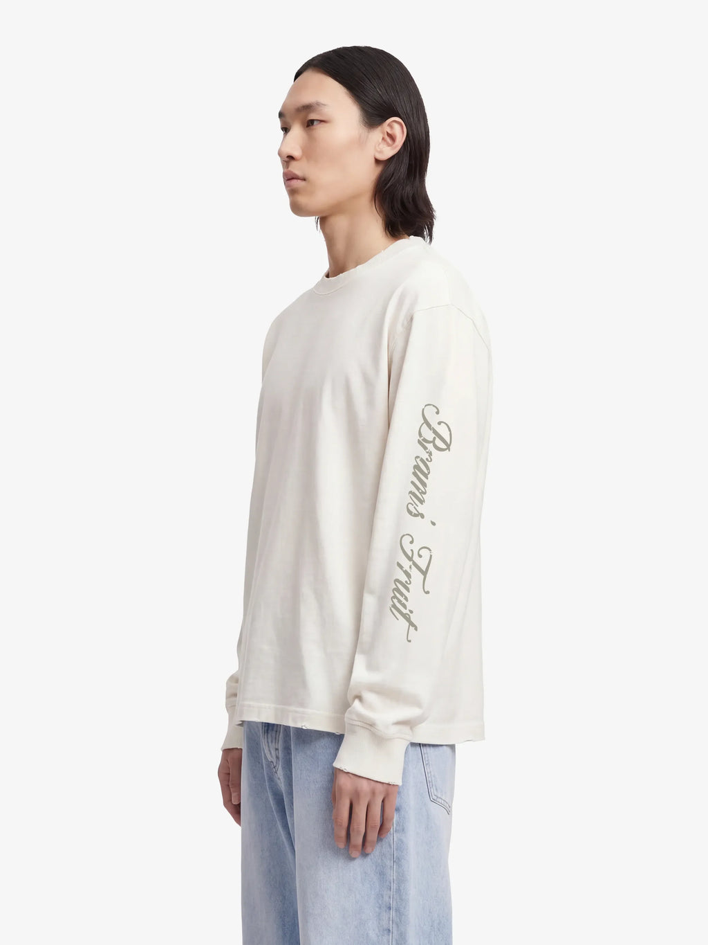 Bram's Fruit: Distressed Script Logo Longsleeve - Off White