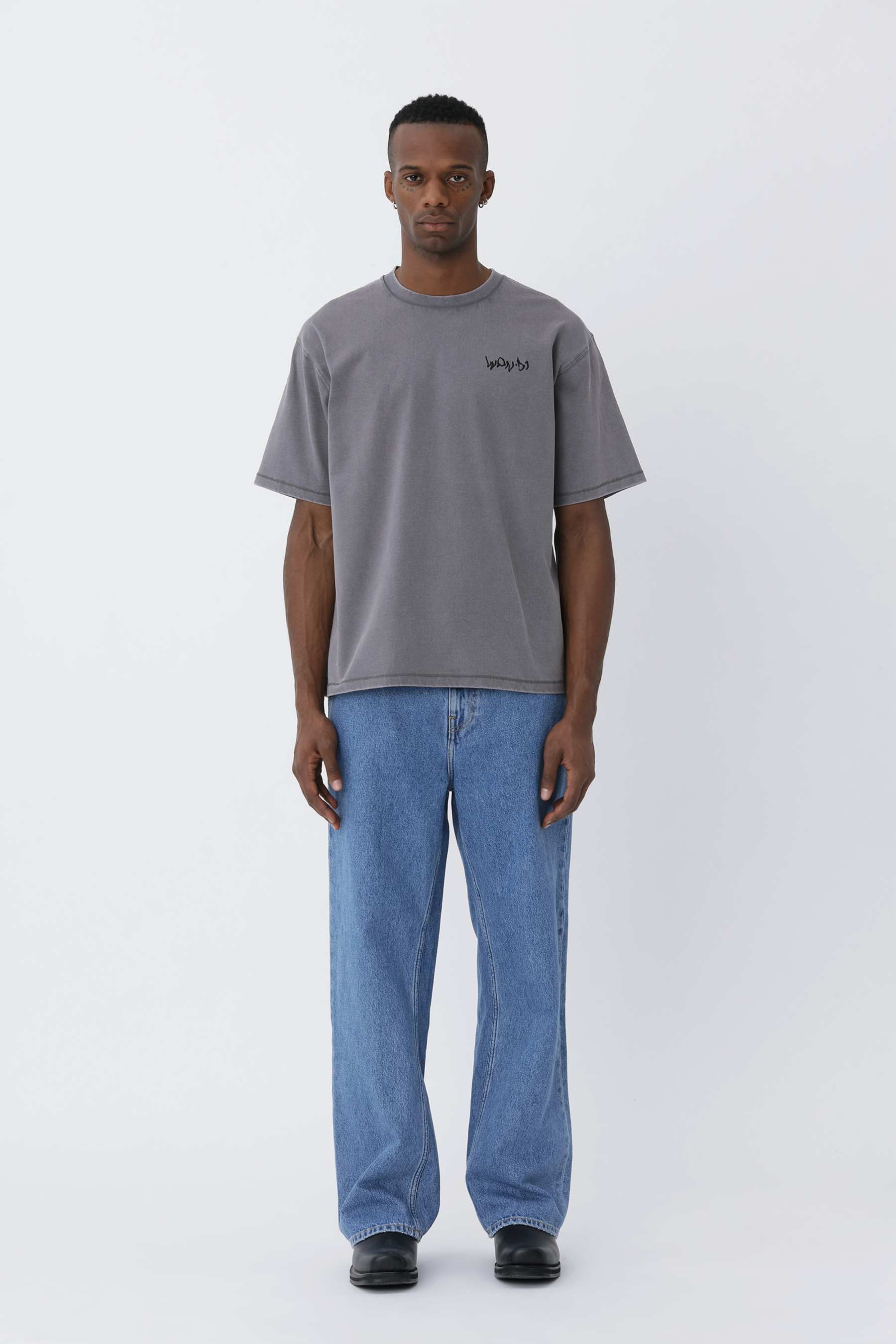 Won Hundred: LA 01 Logo Tee - Charcoal
